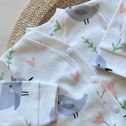 Set algodón - Pajaritos pantalón blanco