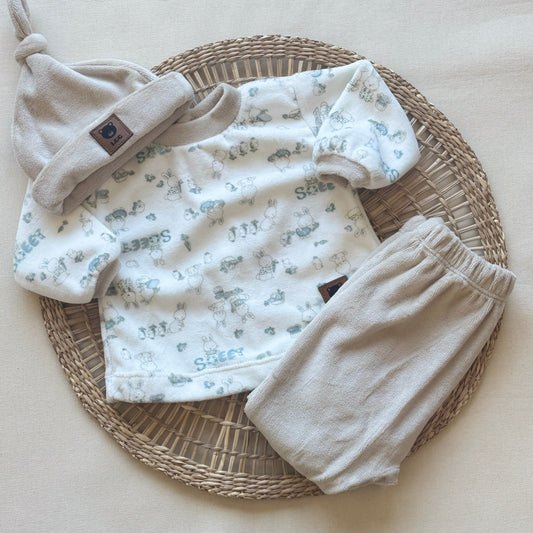 Conjunto plush - Blanco y beige conejitos