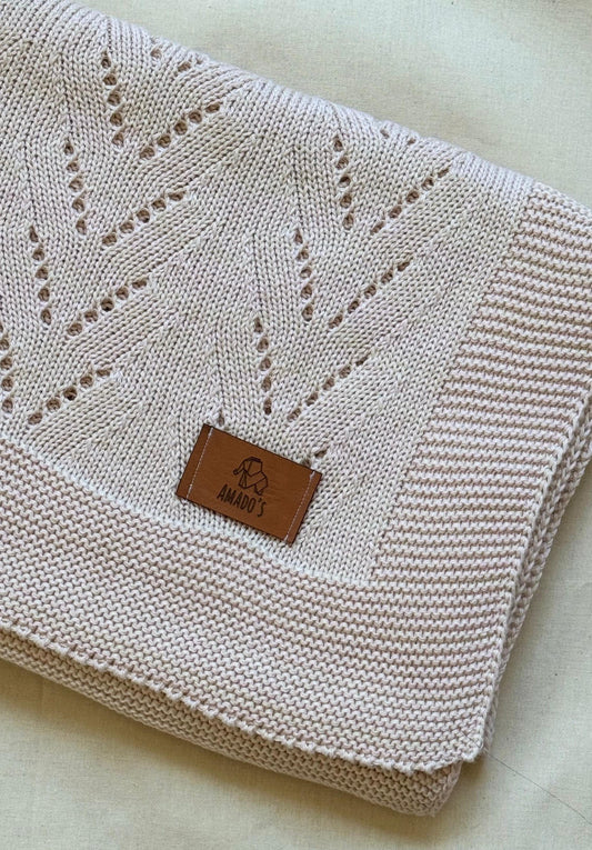 Rebozo tejido - Beige melange con rosa