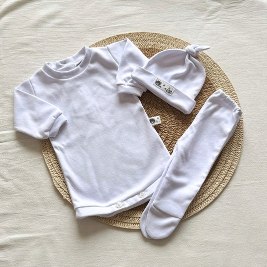 Body, pelele y gorro - Blanco liso