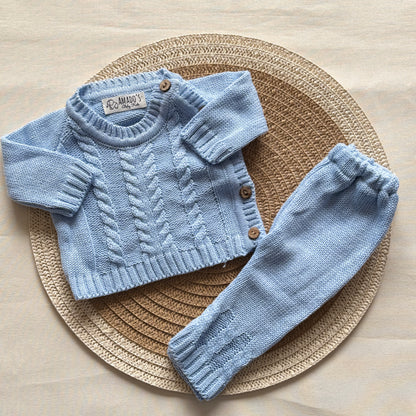 Conjunto hilo - Celeste trenzado