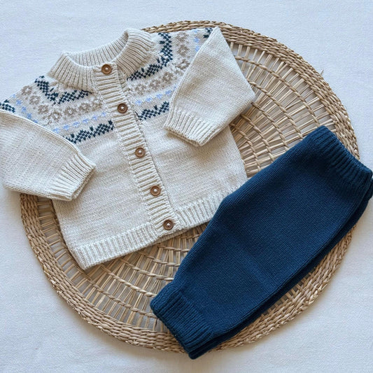 Conjunto tejido - Azul y beige