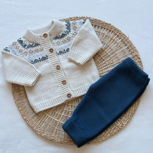Conjunto tejido - Azul y beige