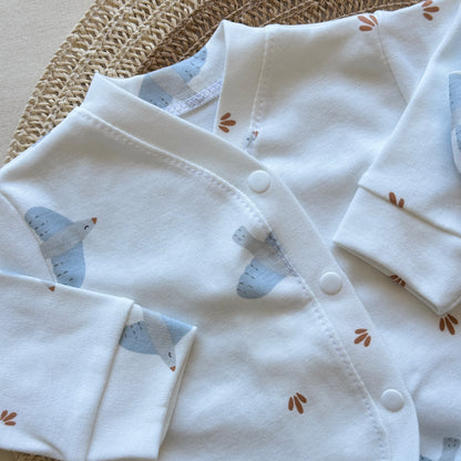 Set algodón - Aves pantalón celeste