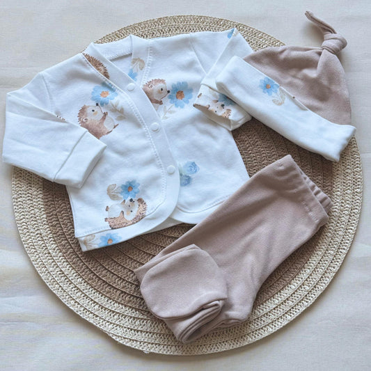Set algodón - Puercoespín con pantalón marrón
