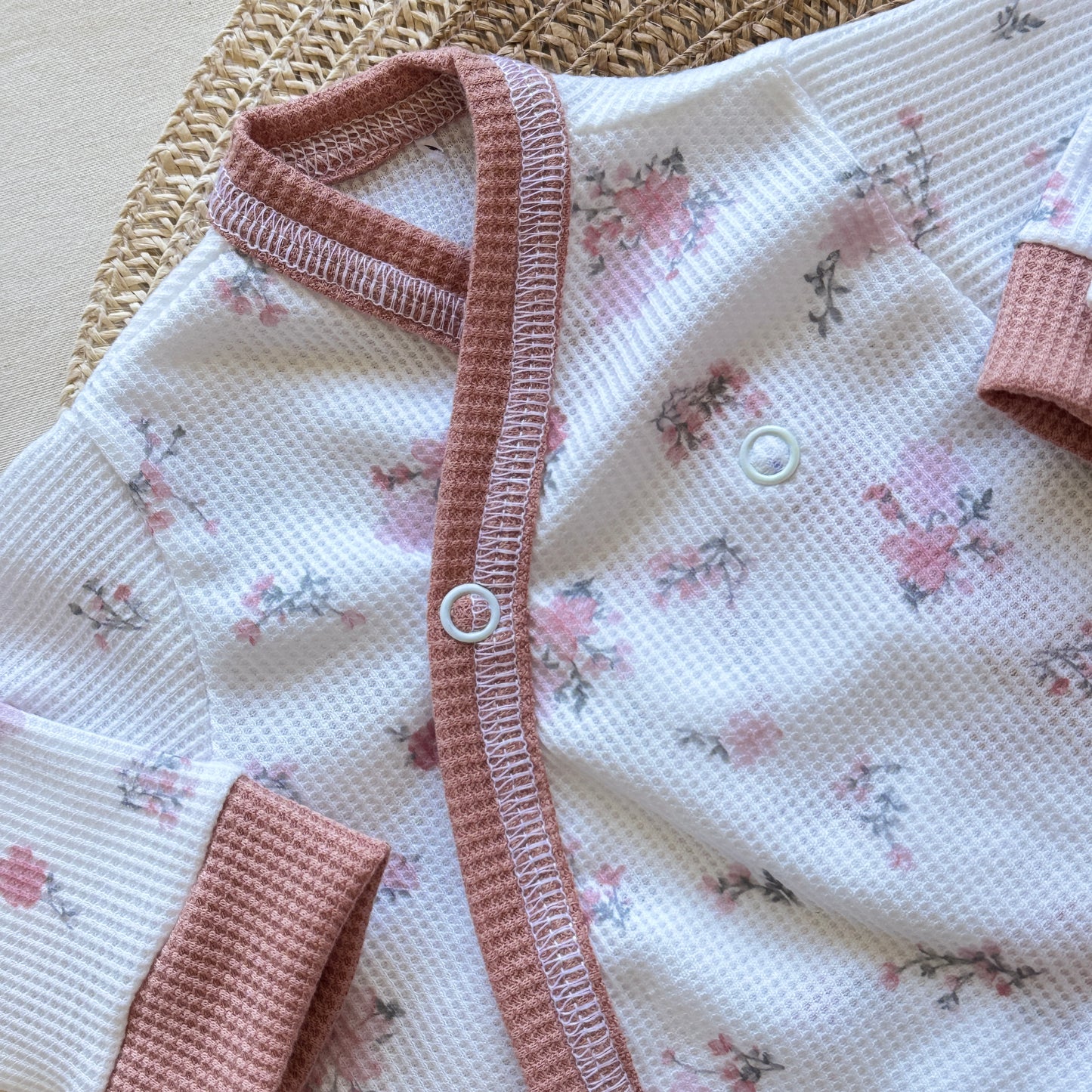 Set algodón - Rosa viejo florcitas