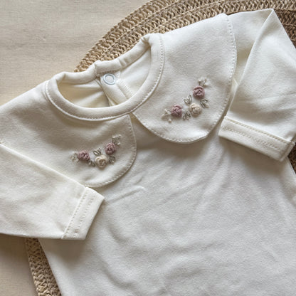 Set algodón - Florcita rosa y blanca