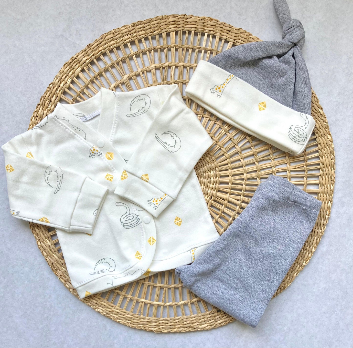Set algodón - Animalitos blanco y gris