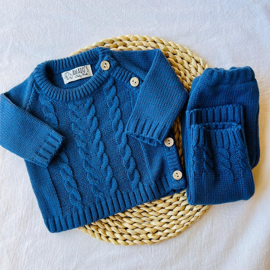 Conjunto tejido - Azul con botones