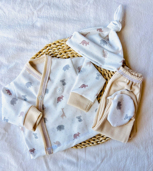 Set algodón - Beige animalitos