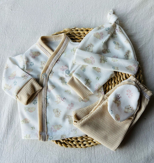 Set algodón - Beige conejitos