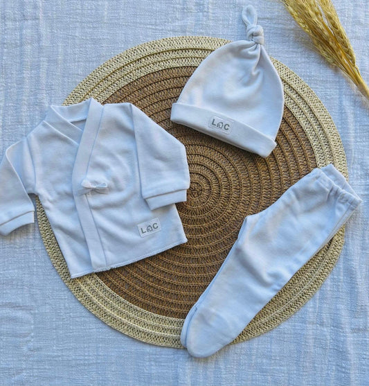 Set algodón - Blanco con moñita
