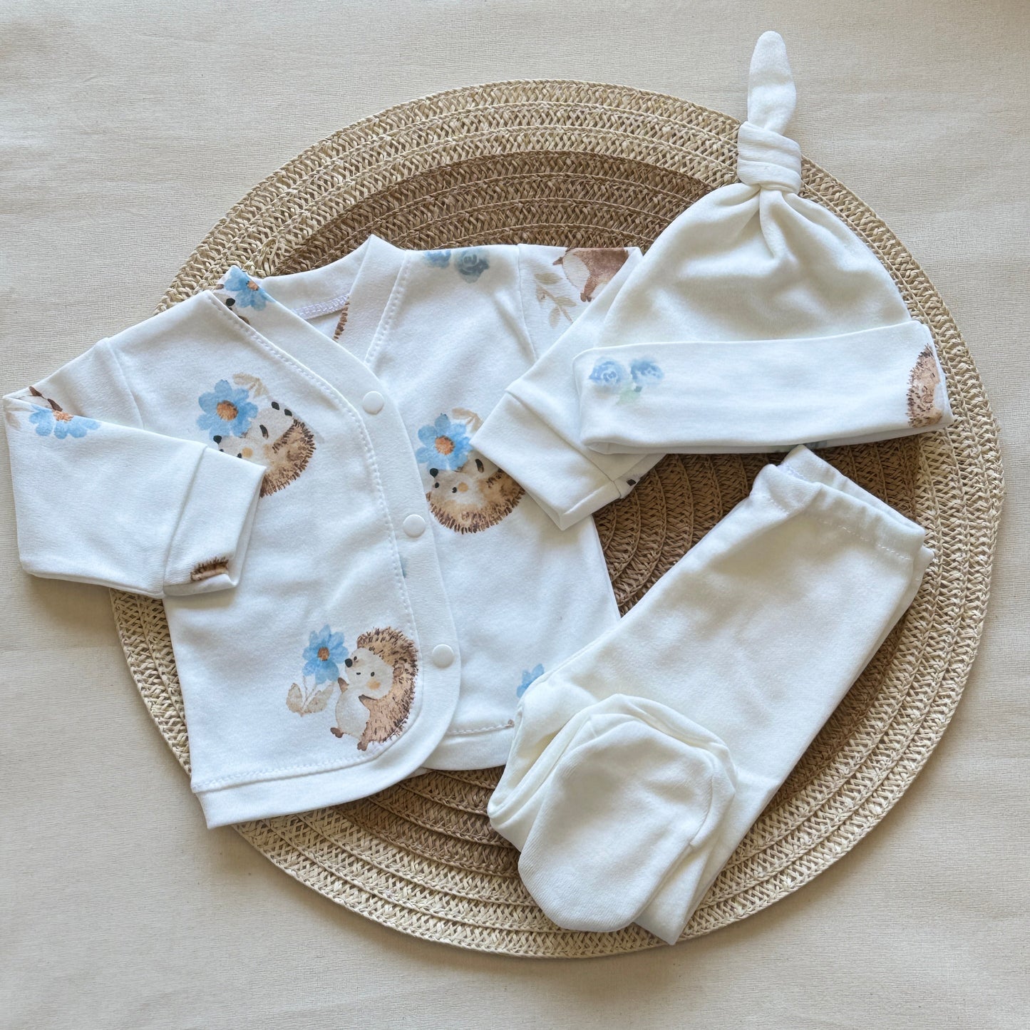 Set algodón - Erizo con pantalón blanco