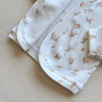 Set algodón - Flores pantalón rosa bebé