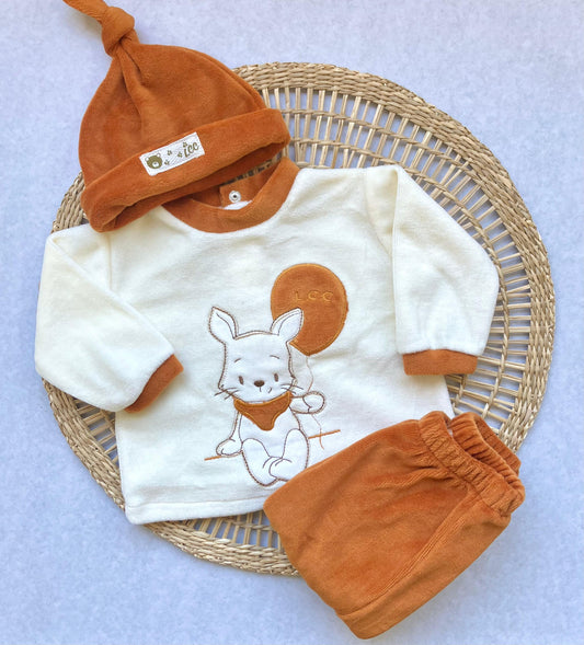 Conjunto plush - Camel y crema conejito