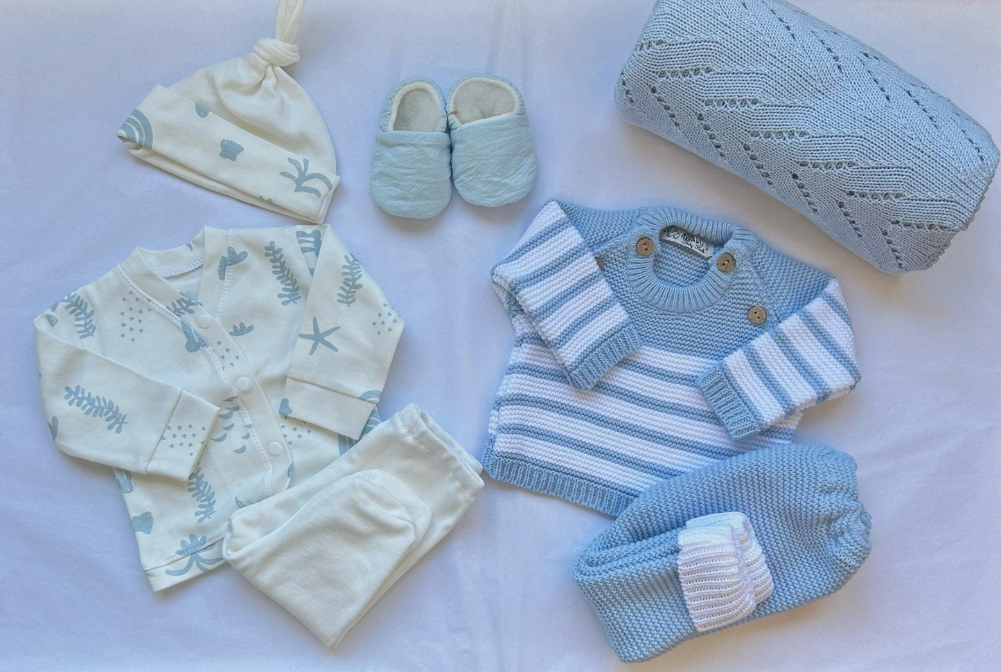 Baby box - Celeste y blanco (0/3M)