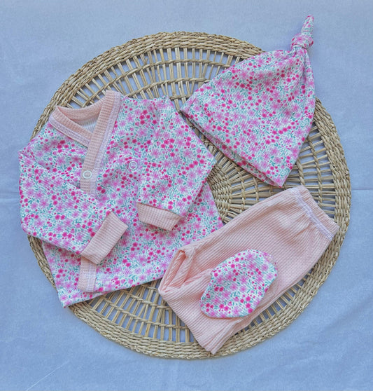 Set algodón - Florcitas rosa