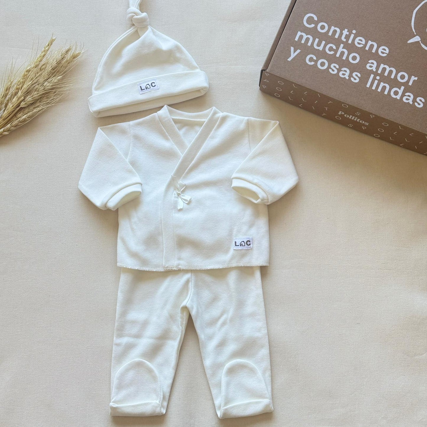 Set algodón - Crudo con moñita