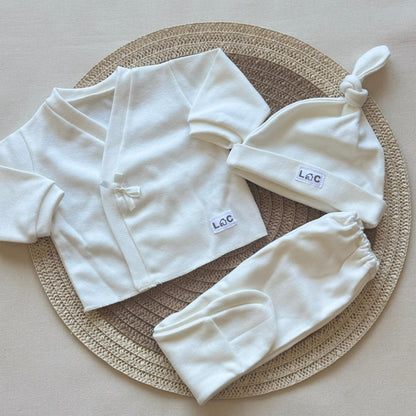 Set algodón - Crudo con moñita