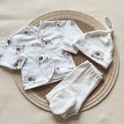 Set algodón - Ositos y nubes blanco