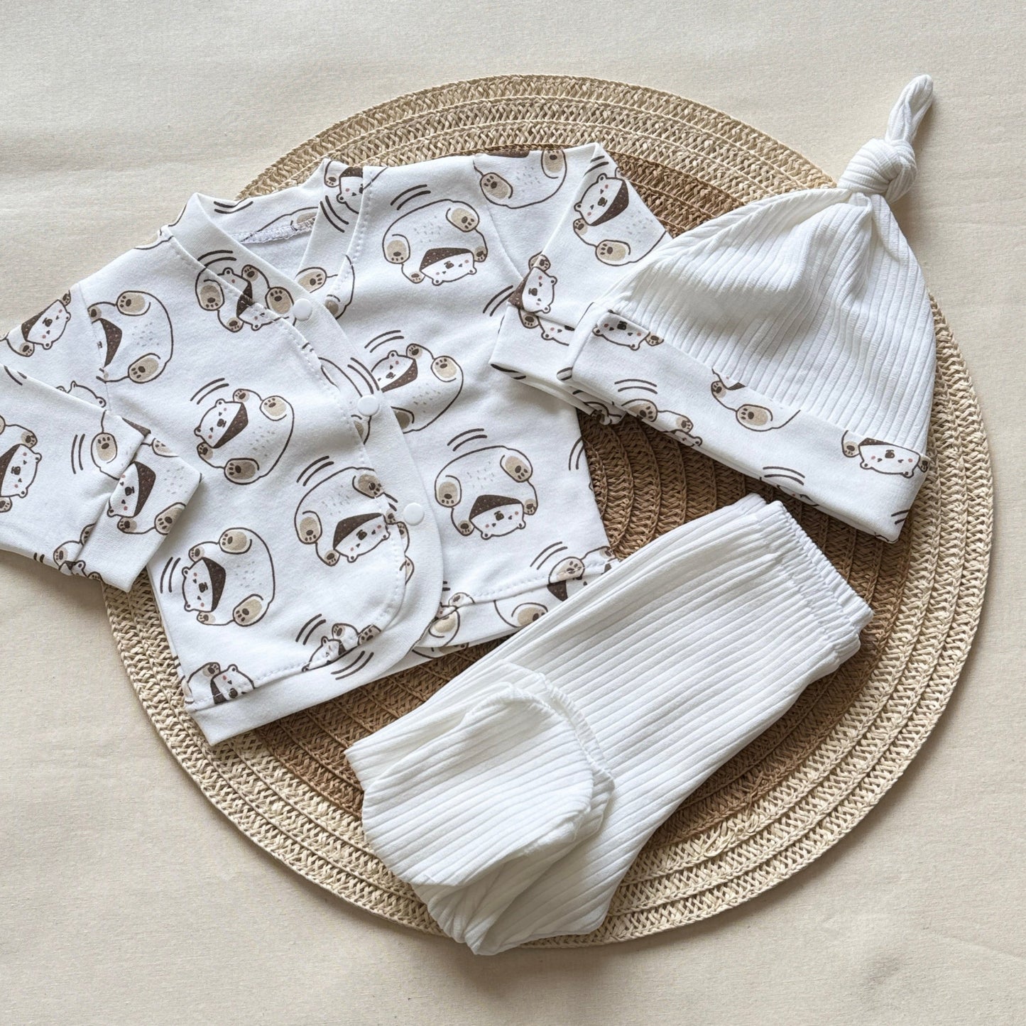 Set algodón - Blanco ositos