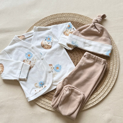 Set algodón - Erizo con pantalón marrón