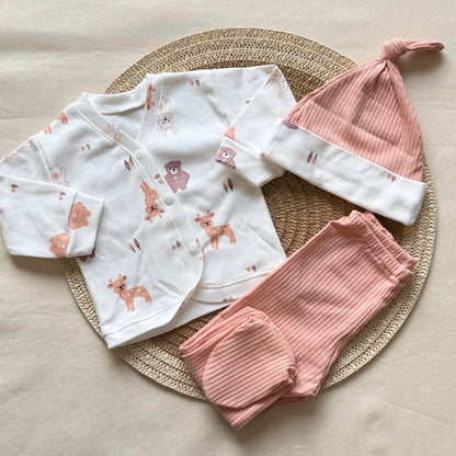 Set algodón - Animalitos pantalón rosa