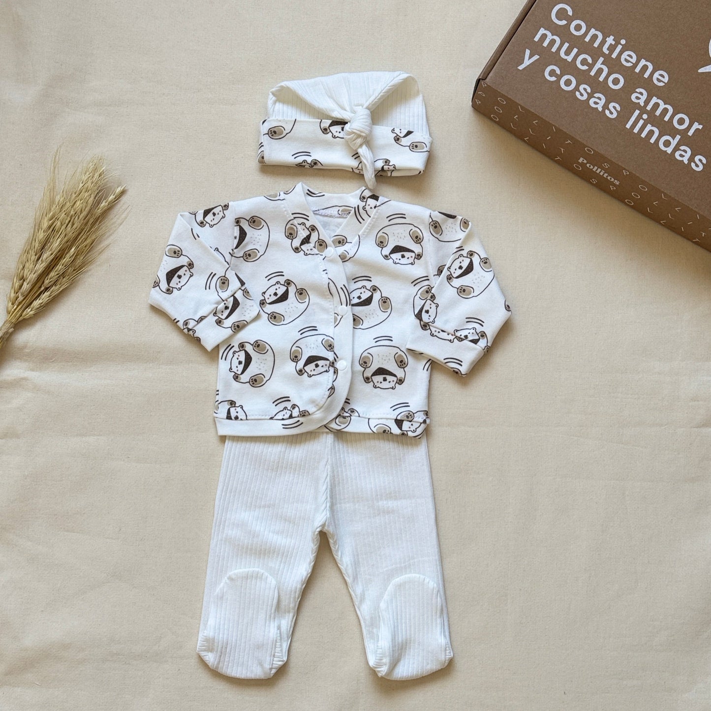 Set algodón - Blanco ositos