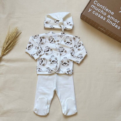 Set algodón - Blanco ositos