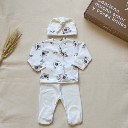 Set algodón - Ositos y nubes blanco