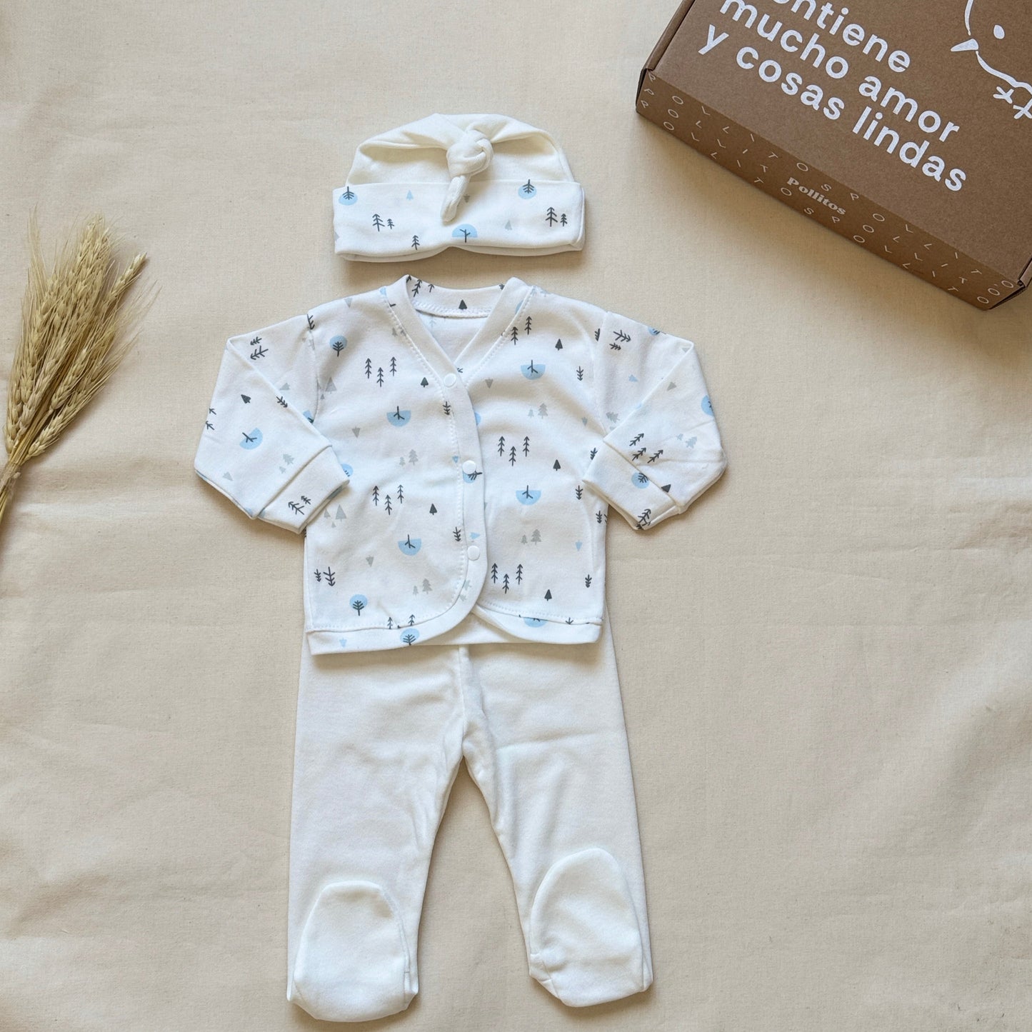 Set algodón - Bosque pantalón blanco