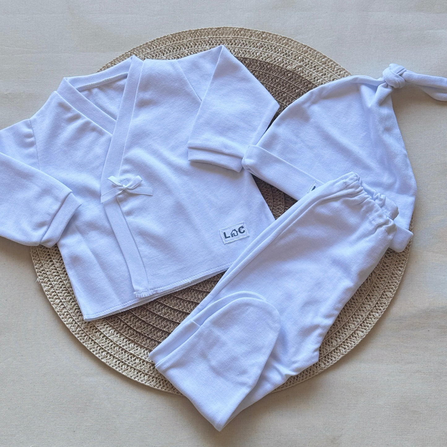 Set algodón - Blanco con moñita