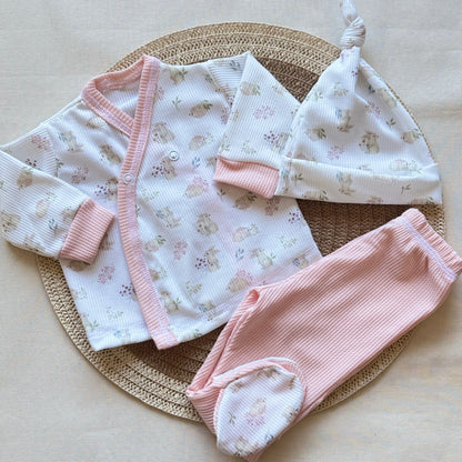 Set algodón - Rosa conejitos