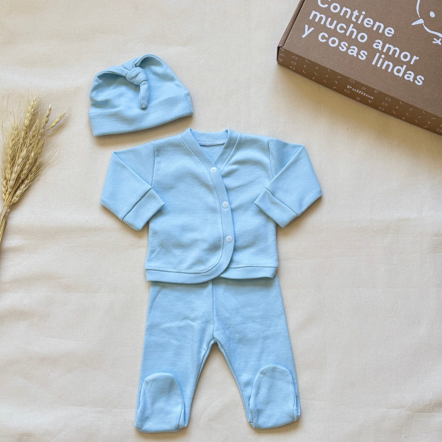 Set algodón - Celeste liso