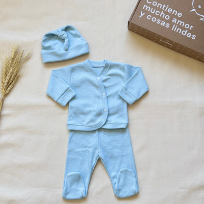 Set algodón - Celeste liso