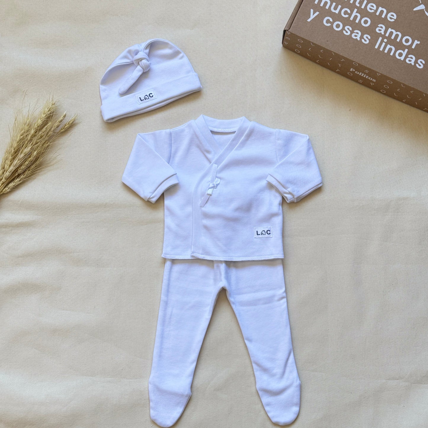 Set algodón - Blanco con moñita