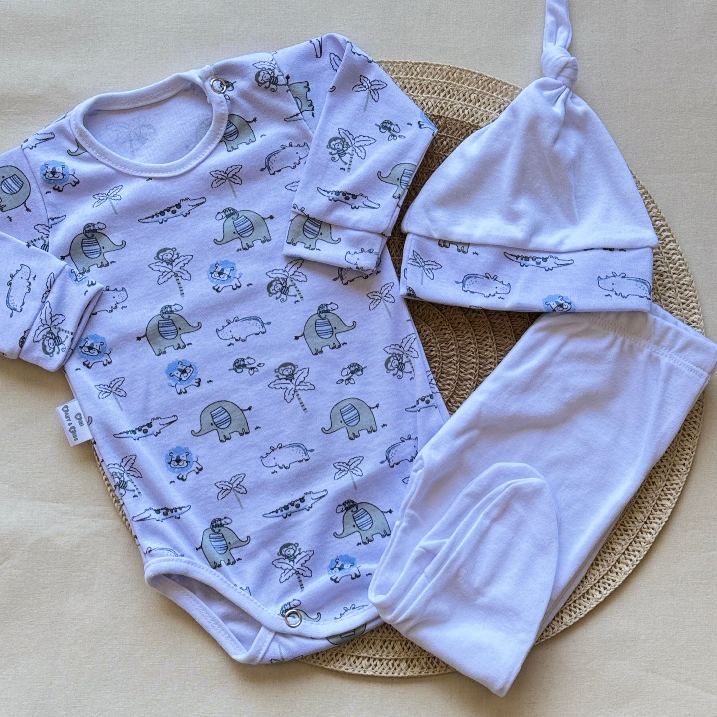 Set algodón - Lila claro elefantitos