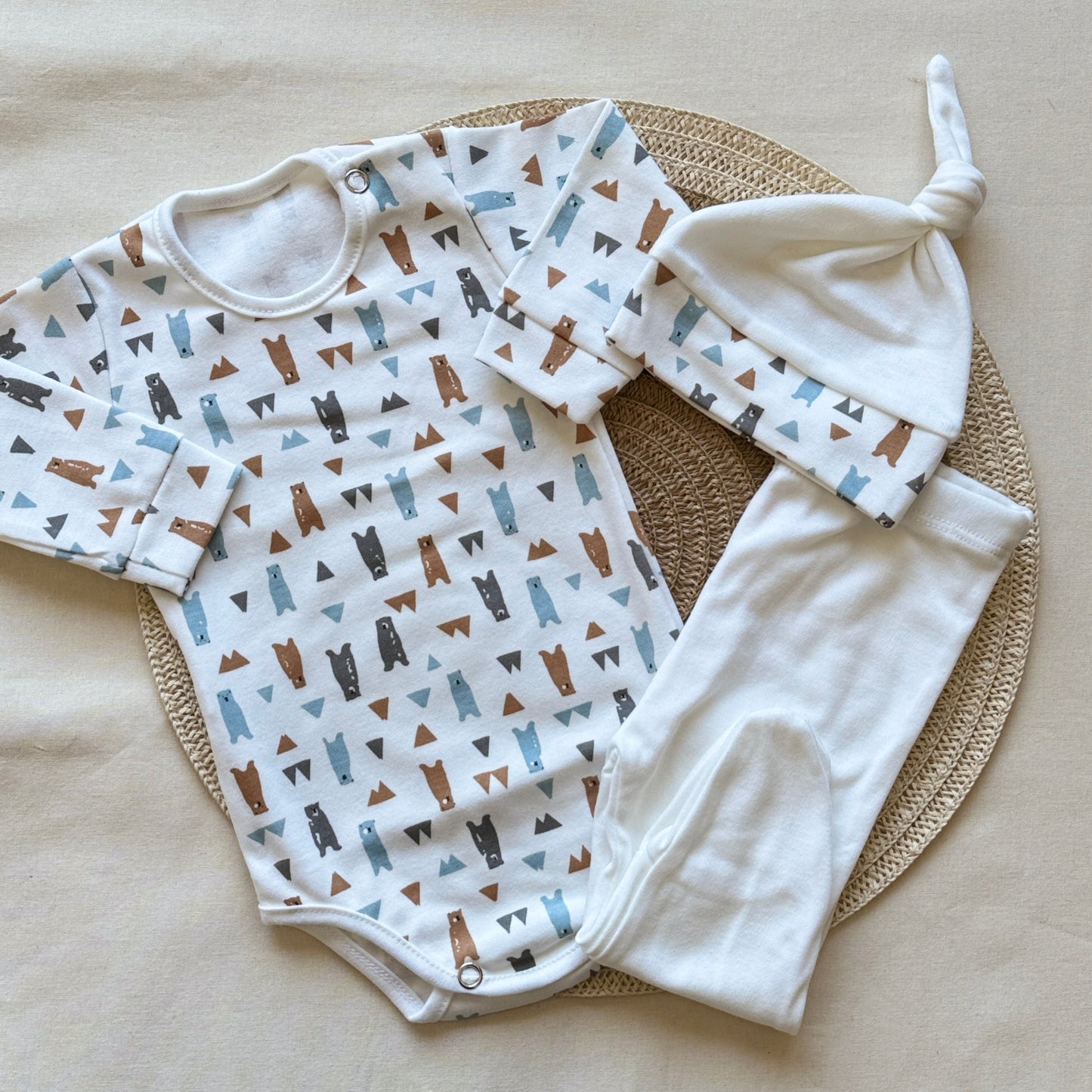 Set algodón - Crudo ositos