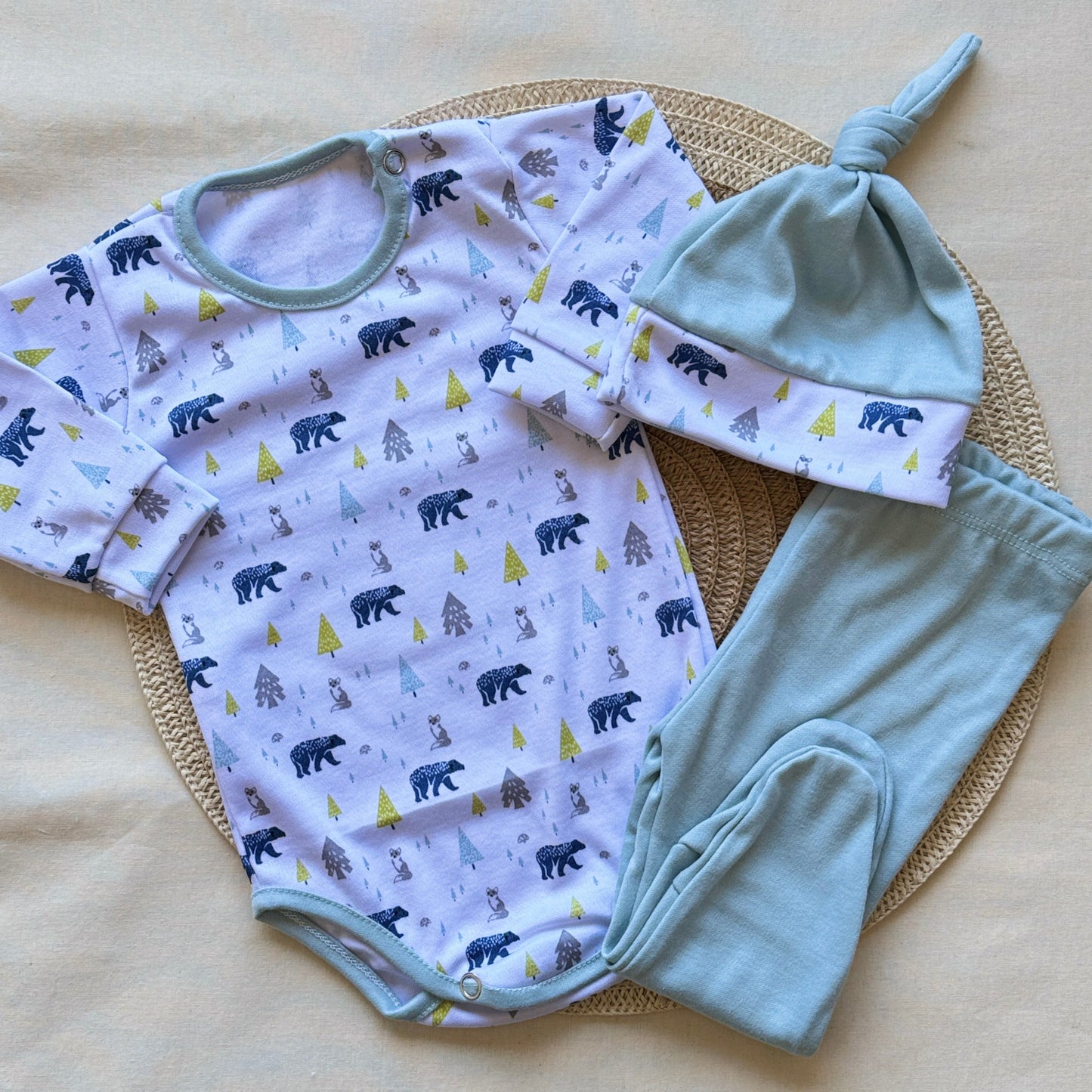 Set algodón - Celeste ositos