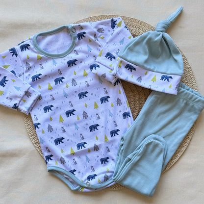 Set algodón - Celeste ositos