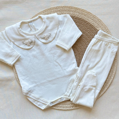 Set algodón -  Florcita blanca