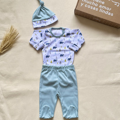 Set algodón - Celeste ositos