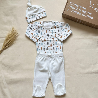 Set algodón - Crudo ositos