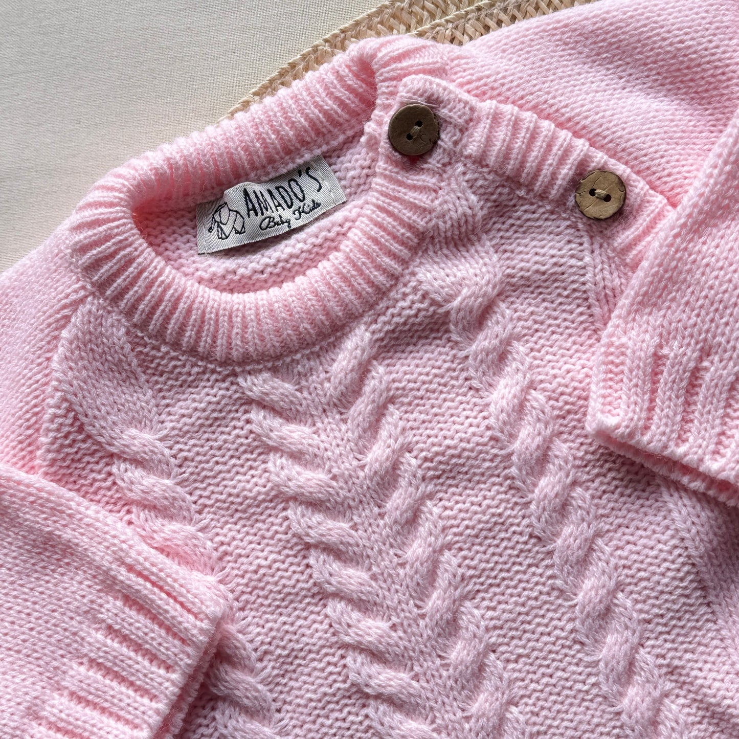 Conjunto tejido - Rosa bebé