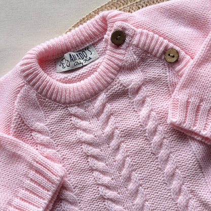 Conjunto tejido - Rosa bebé