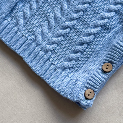 Conjunto tejido - Celeste con botones