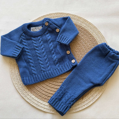 Conjunto tejido - Azul con botones