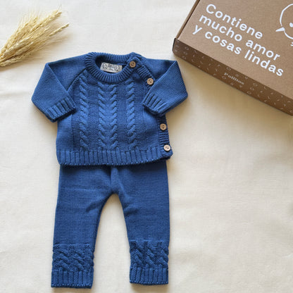 Conjunto tejido - Azul con botones