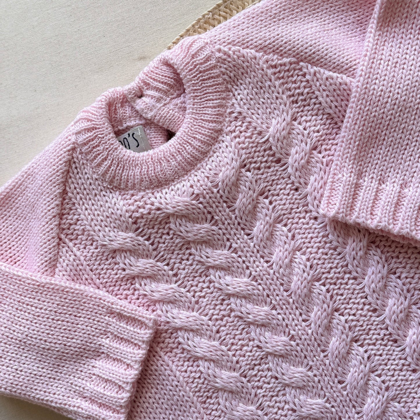 Conjunto tejido - Rosa y beige