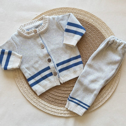 Conjunto hilo - Beige con rayas azules